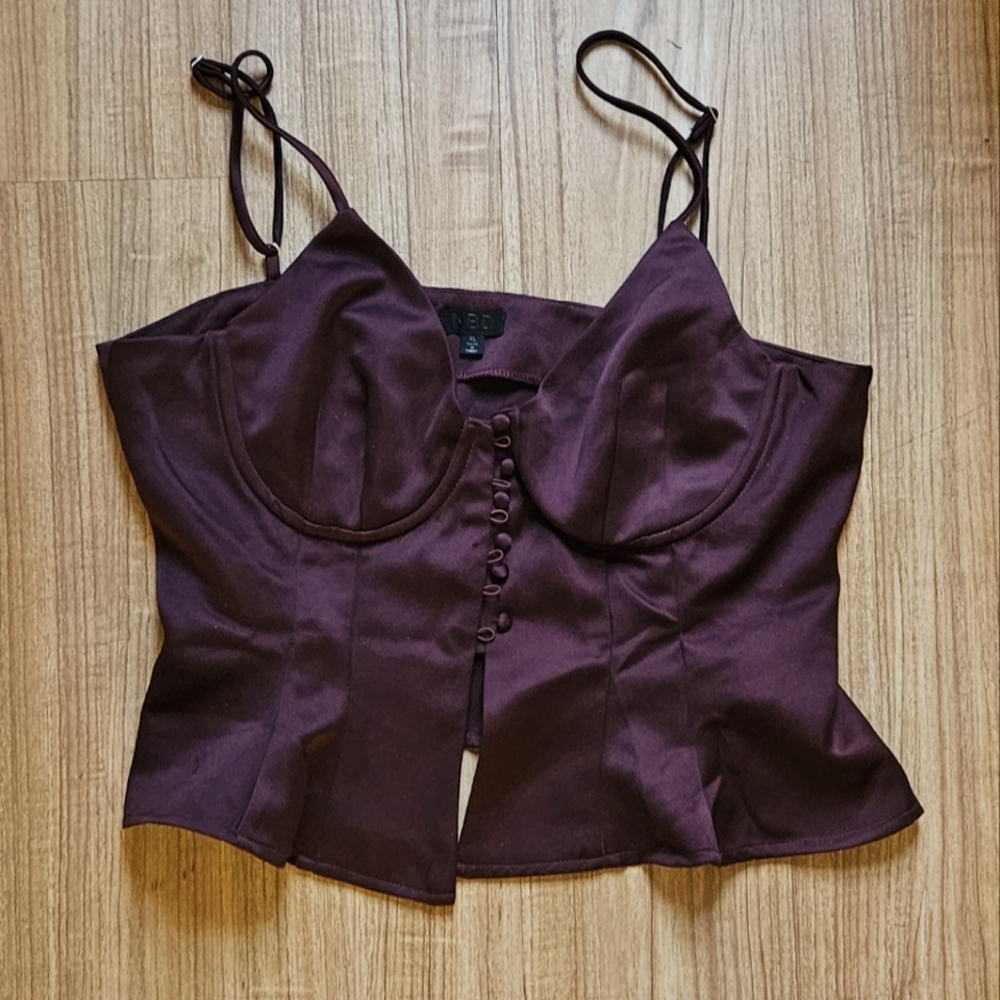 Revolve satin crop corset bustier